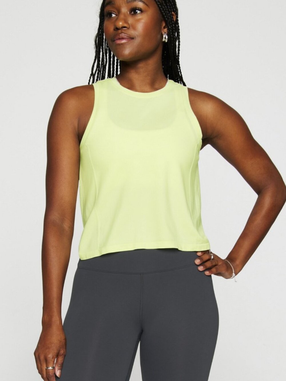 Fabletics Feather Tech+ Muscle Tank, Morning Dew, L